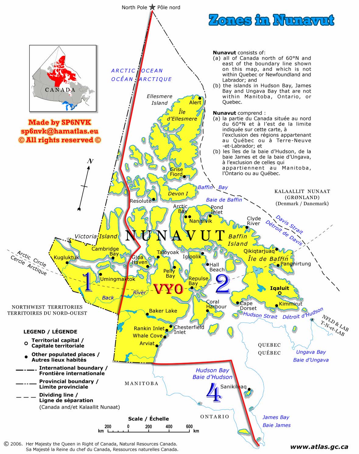 Map of Nunavut Territory